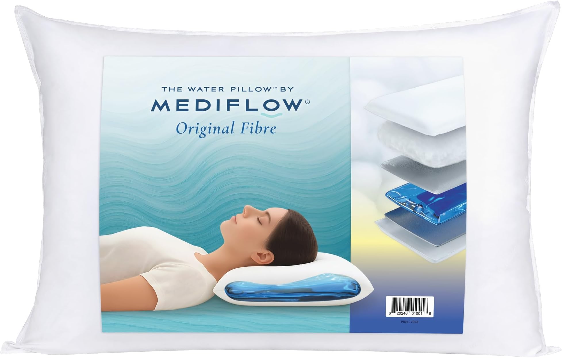 Original Fibre Water Pillow โ Adjustable Neck Support, Orthopaedic, Waterbase Cushioning โ Side, Back & Front Sleepers (Single)