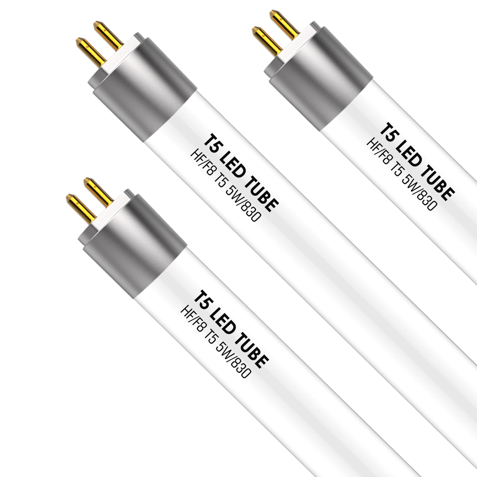 IHYCTV T5 LED Tube 288mm, 5W=8W, 685lm, EVG/KVG Compatible, 3000K Warm White, G5 Socket, Retrofit Replacement for Classic T5 8W Fluorescent Tube, No Rewiring, Pack of 3