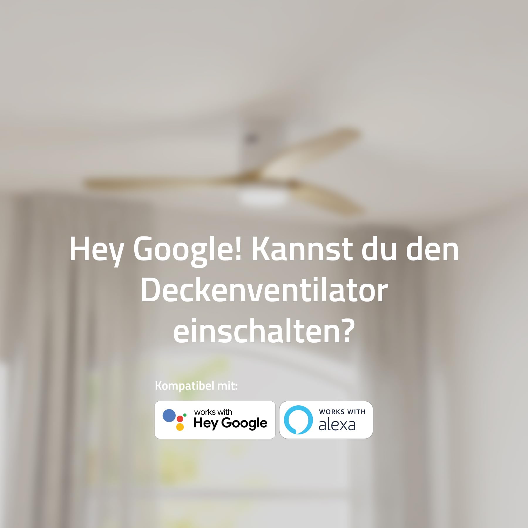 Hombli Smart Deckenventilator mit LED-Licht, warmweiß, kaltweiß, dimmbar, Appsteuerung WLAN, 132 cm, leise 35W Motor, Räume bis 35 qm - Holz hell | Ventilator mit Beleuchtung, App-Steuerung, Räume bis 35 qm, LED-Licht, warmweiß, niederländische Marke für