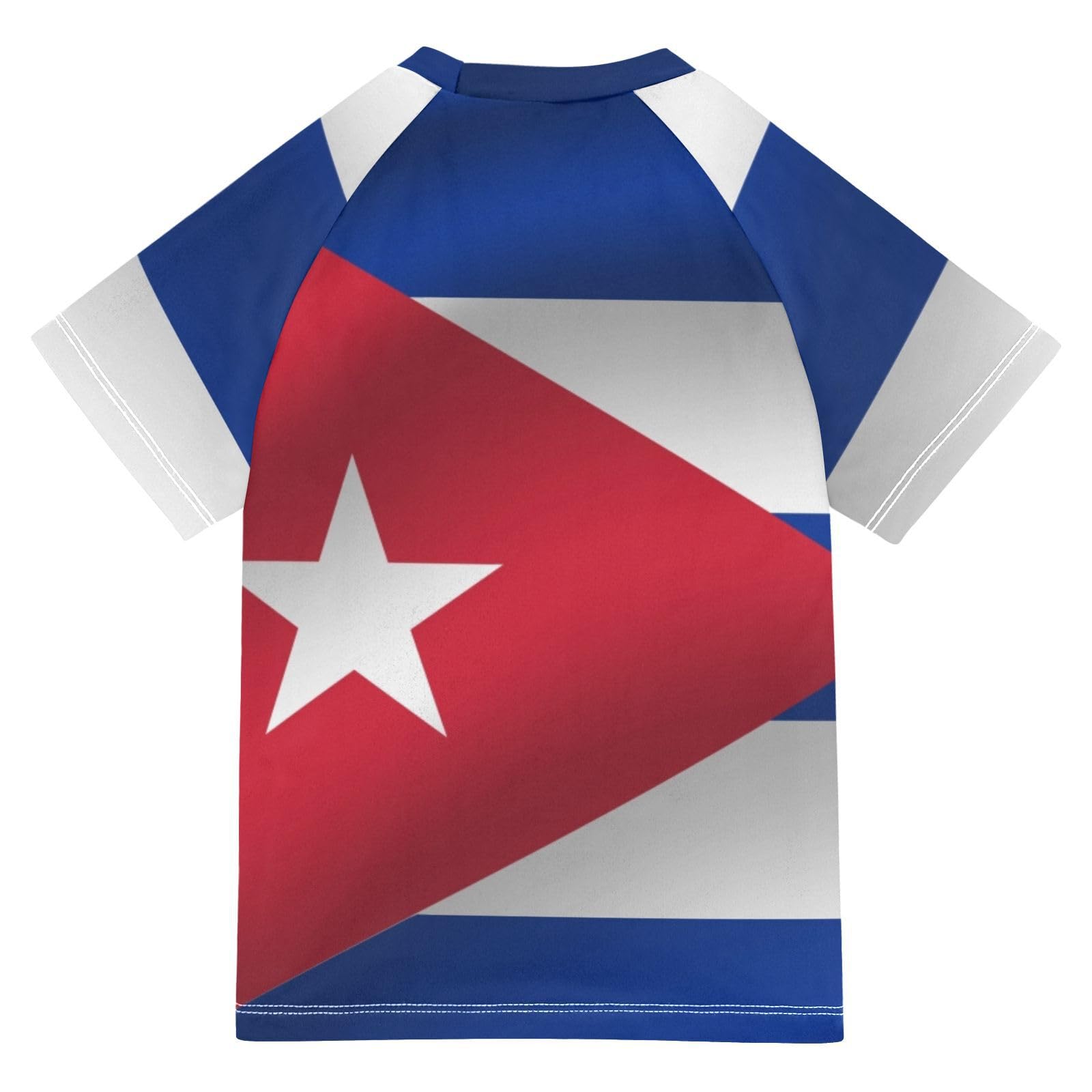 Aflyko Patriot Boys' Swim Shirt Flag of Cuba Rash Guard Beachwear Sun Protection Fishing Hiking Camping Surfing Swimming Toddler Infant Summer Daily T-Shirt, 4T Multicoloured