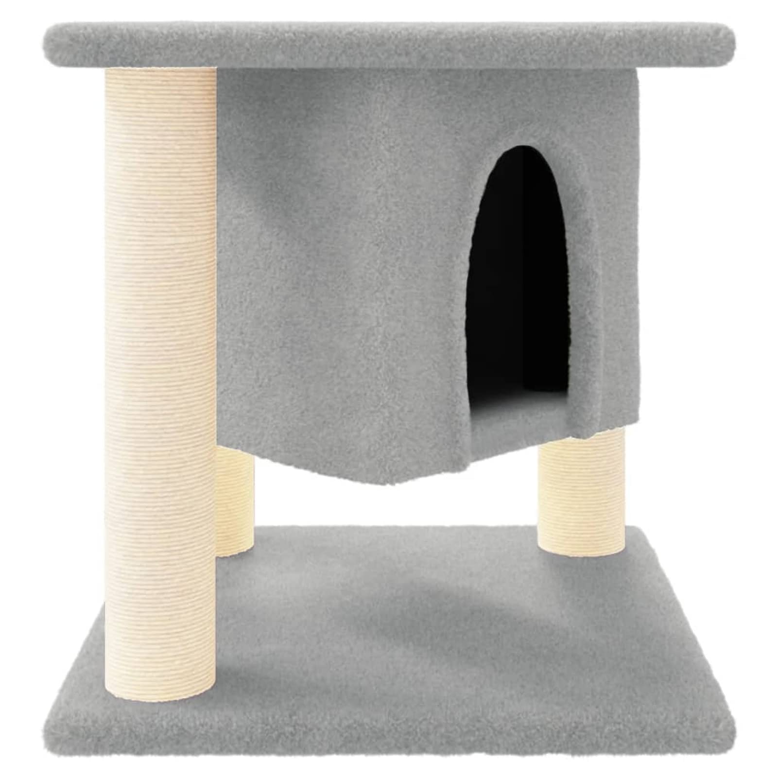ZEYUAN Rascador para Gatos con Postes de sisal, Rascador Gato, Arbol Rascador para Gatos, Gatos Accesorios, Torre Gatos, Arranhador para Gatos, Casa para Gatos, Gris Claro 37 cm