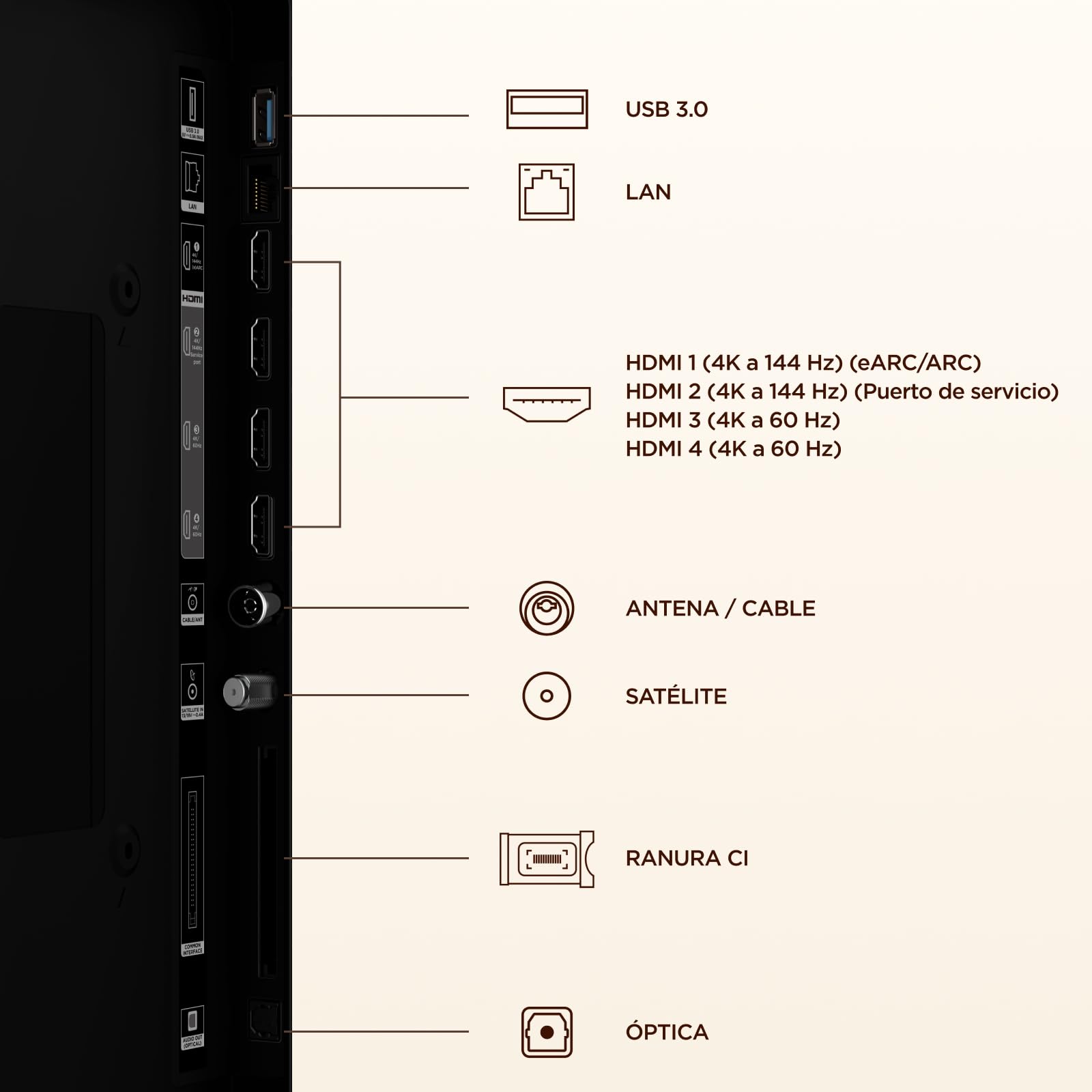 TCL 75A400 Televisor 75 Pulgadas QLED 4K Smart TV, 144Hz, Direct LED, Onkyo 2.0, Dolby Vision & Atmos, HDR10+, Manos Libres, Google TV, Apple AirPlay 2