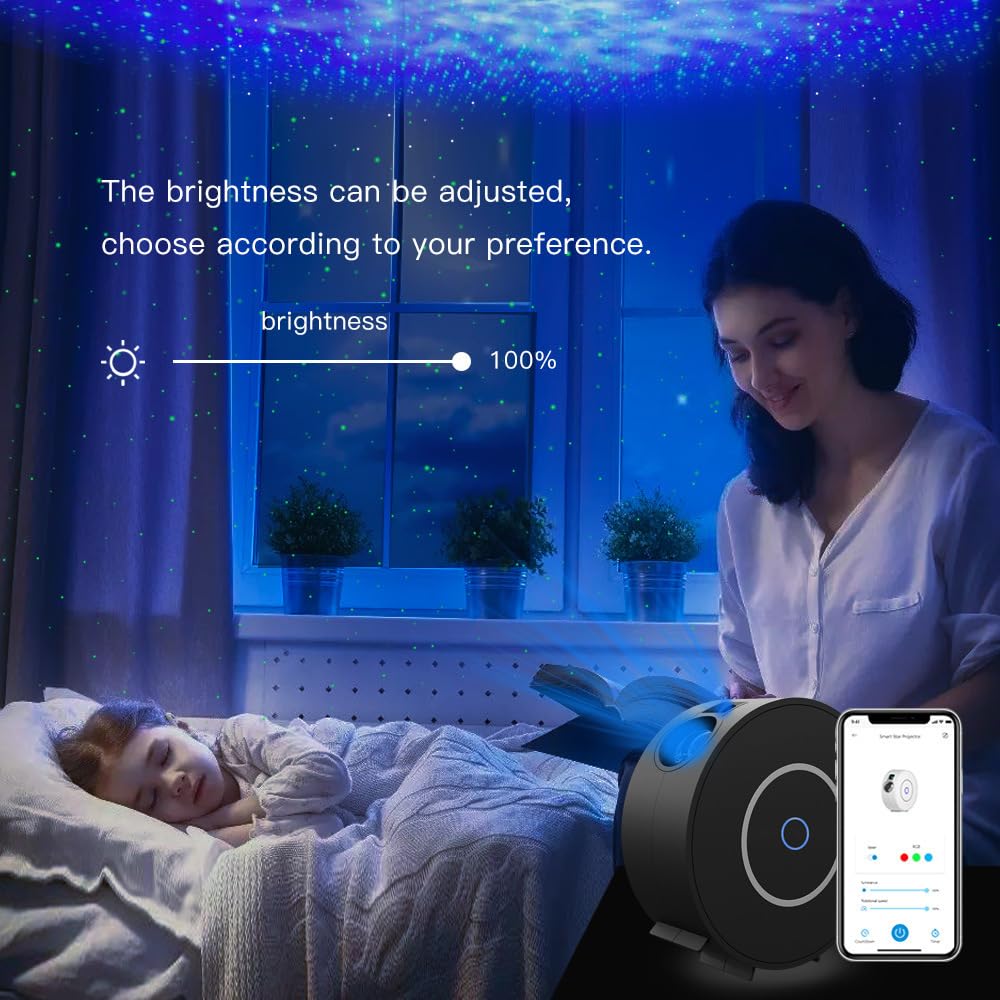 Inteligentny projektor gwiazd WiFi, lampka nocna LED, gwiaździste niebo, praca z Alexa, aplikacja i sterowany głosem, do pokoju gier, sypialni, kina domowego, dekoracja, prezenty walentynkowe