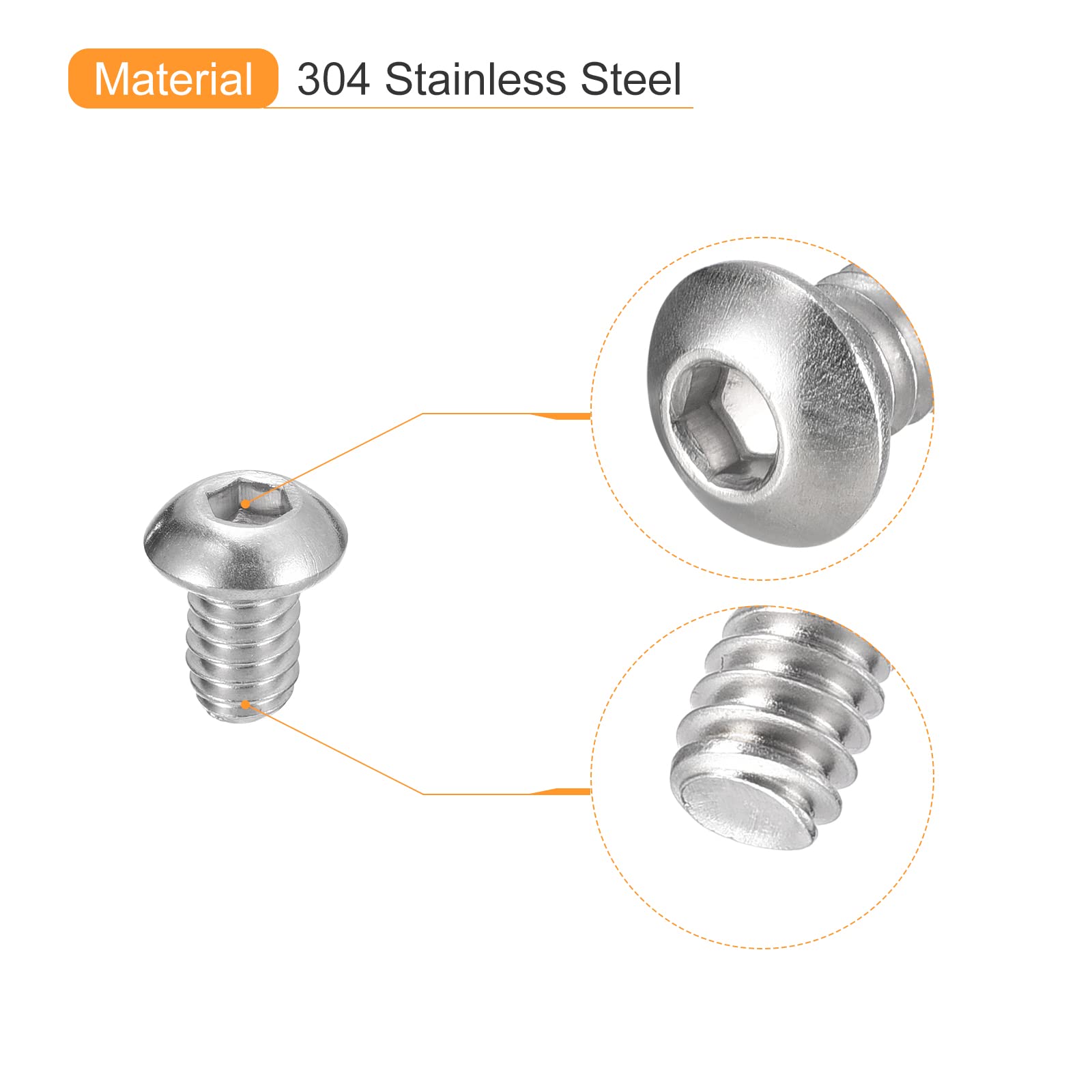 Amazon | uxcell 六角穴付き円筒頭ねじ ボタンヘッドソケット