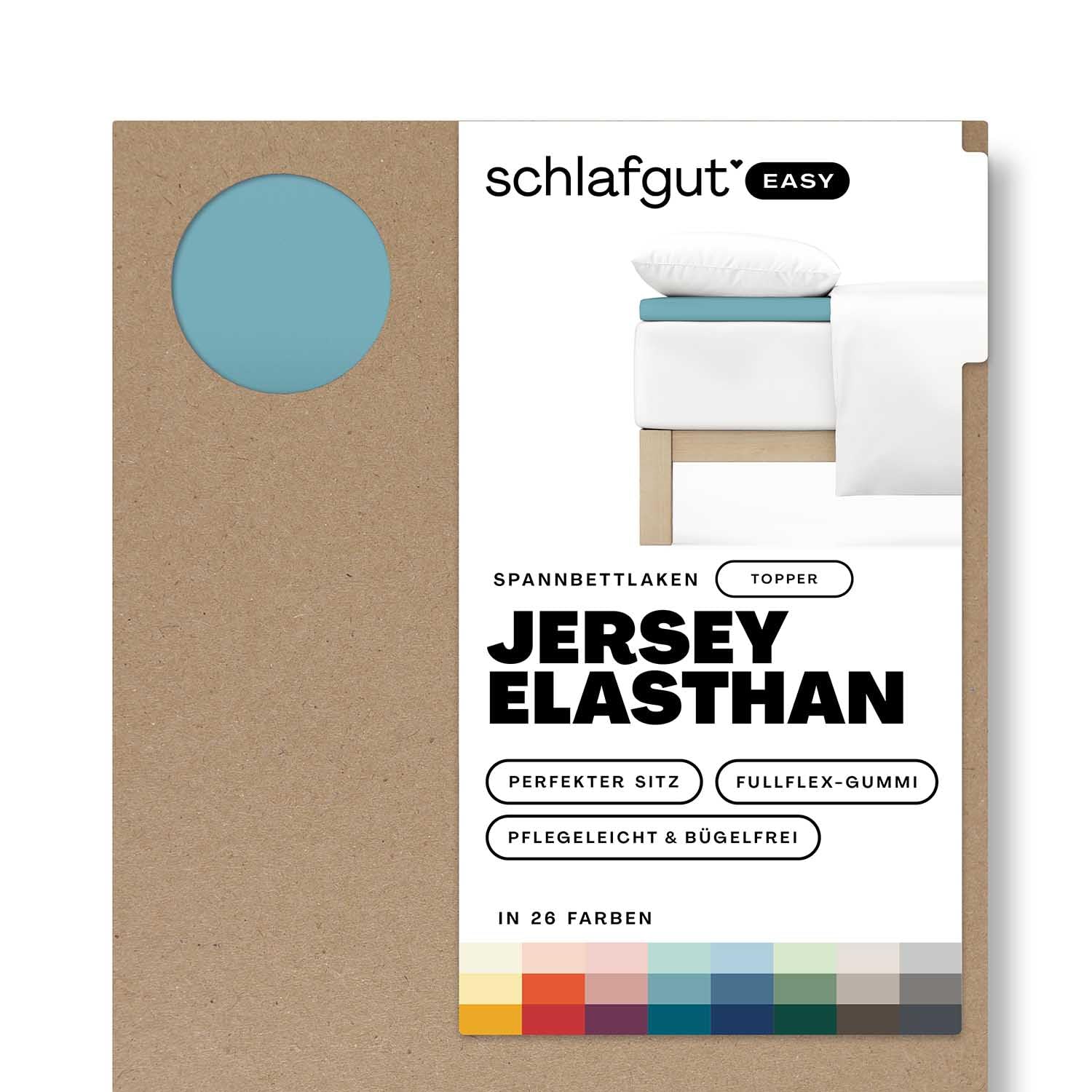 Schlafgut Easy Jersey Elasthan Topper Spannbettlaken 180x200 bis 200x220 Petrol Mid, Spannbetttuch aus superweicher Baumwolle mit Elasthan
