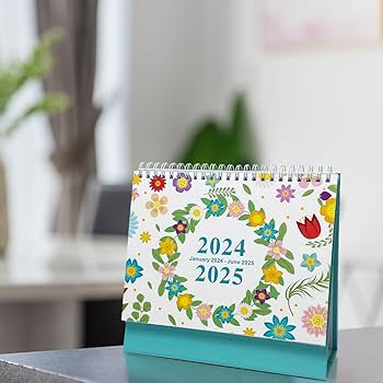Calendario Da Scrivania OIGWBPH 2024-2025 - Mensile/Giornaliero, Design Floreale
