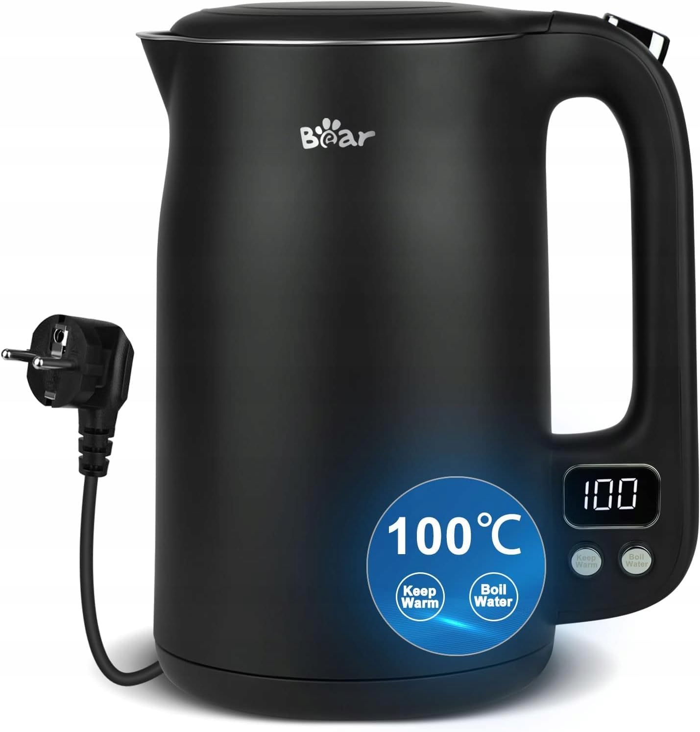 Bear 1,7L In Acciaio Inox 304 Con Bollitore A 11 Temperature, Protezione Contro L'Ebollizione A Secco Da 1800w, Doppia Protezione Contro Le Scottature, Controllo Di Precisione A Led 40°C-100°C