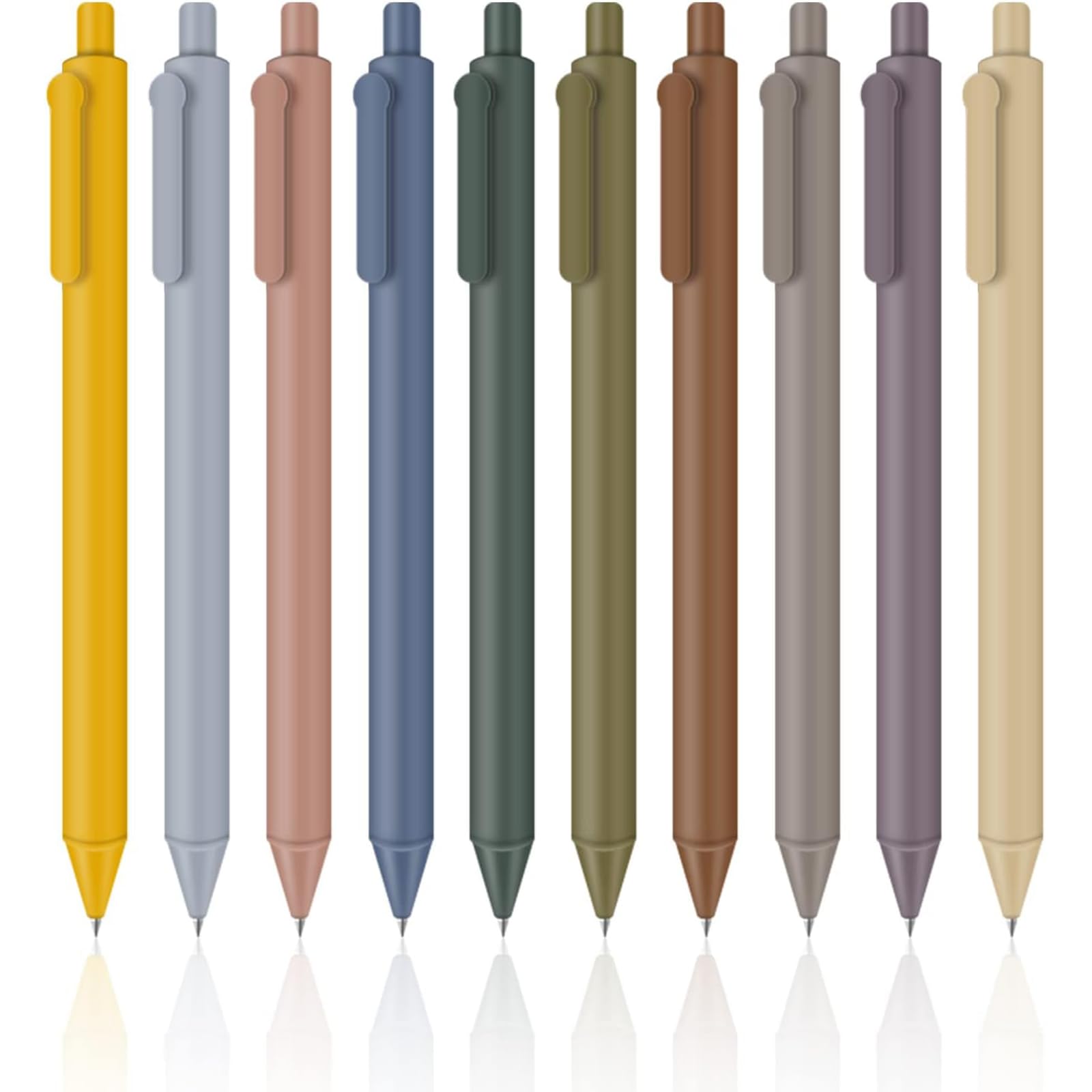 LLQDNTK Ink Pens, 10 Pcs 0.5mm Fine Point Ballpoint Pens, Retractable Pens for Writing, Journaling, Taking Notes (10 Colors)
