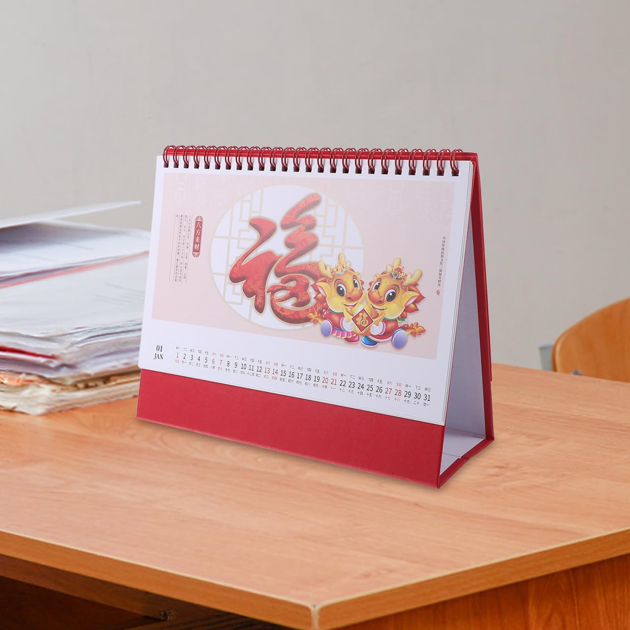 DOITOOL 5 Stück Schreibtischkalender Chinesischer Stil Monatskalender Stehend Flip Tischkalender Bürodekoration Robustes Design für Home Office