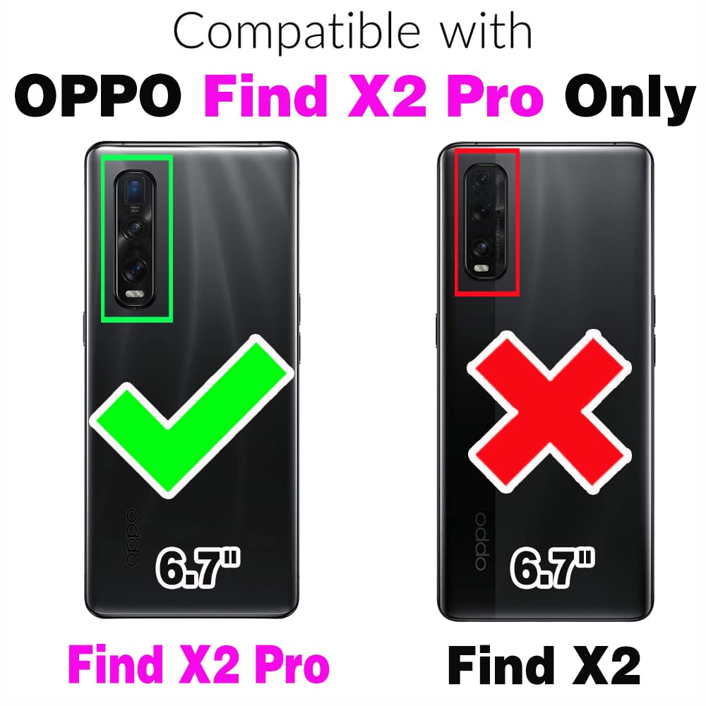 ELISORLI Phone Cover for OPPO Find X2 Pro Wallet Case Wrist Strap Slot Mobile Magnetic Leather Credit Card Holder Protective Folio Purse Stand Cell Accessories CPH2025 Girls Women Men Blue - Image 2