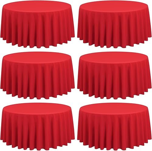 Miniatura 107 de Paquete de 10 manteles redondos de 120 pulgadas, mantel de poliéster blanco para mesa redonda, resistente a las manchas y a las arrugas, mantel