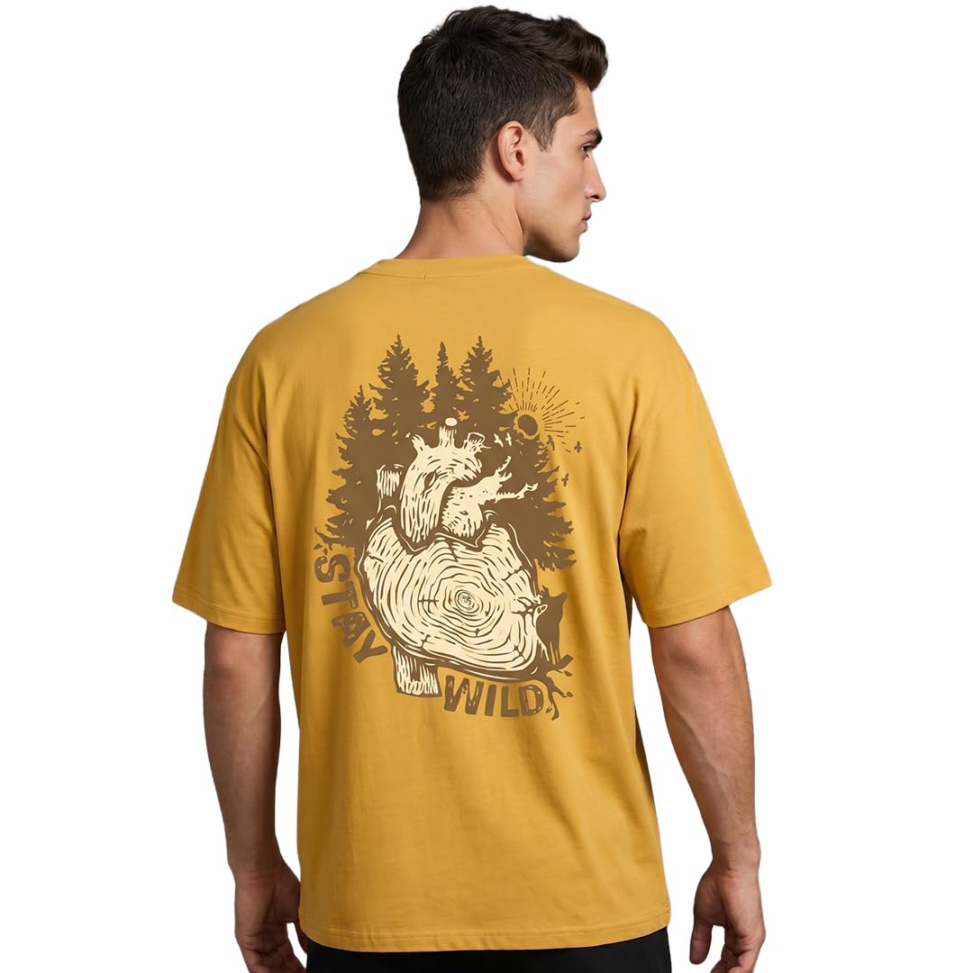 nobero Men's Oversized Graphic T-Shirt for Men | Soft Cotton | Drop Shoulder Relaxed Fit | Printed Casual Tshirt for Men-picture-40