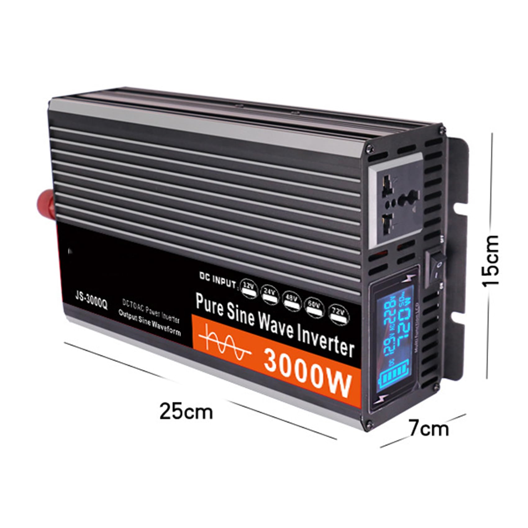 24v to 230v,Przetwornica czystej fali sinusoidalnej o mocy szczytowej 3000 W, przetwornica 12 V DC na 230 V AC z podwójnymi gniazdami do awaryjnego tworzenia kopii zapasowych w domu