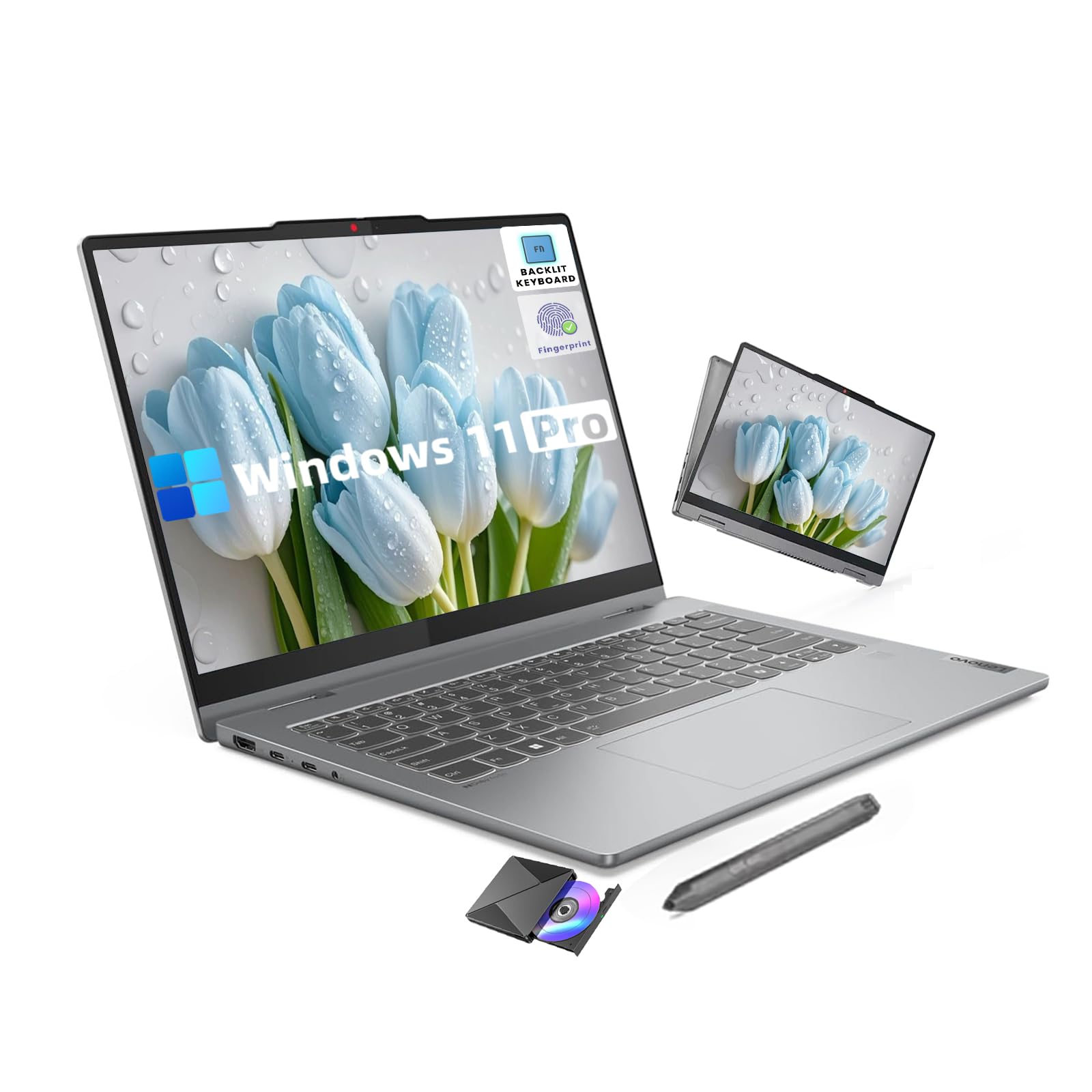 Lenovo Ideapad 5i Touchscreen Laptop - 2-in-1 Laptop, Windows 11 Pro, with Digital Pen, Intel 10-Core 7 150U, 1920 x 1200 Display, Fingerprint, Backlit KB (16GB RAM, 512GB SSD)