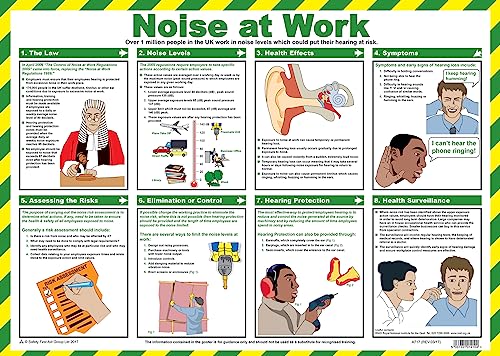Image of Safety First Aid Noise at Work A2 Poster, Laminated
