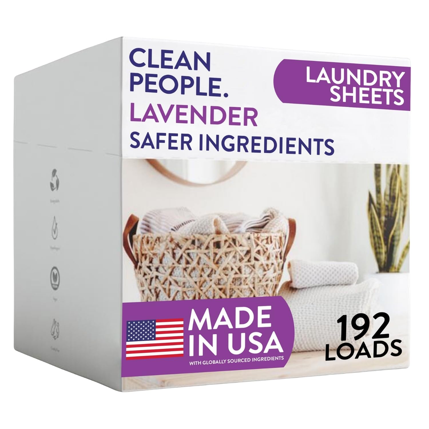 The Clean People Laundry Detergent Sheets - Laundry Soap - Ultra Concentrated, Recyclable Packaging, Stain Fighting - Lavender, 192 Pack
