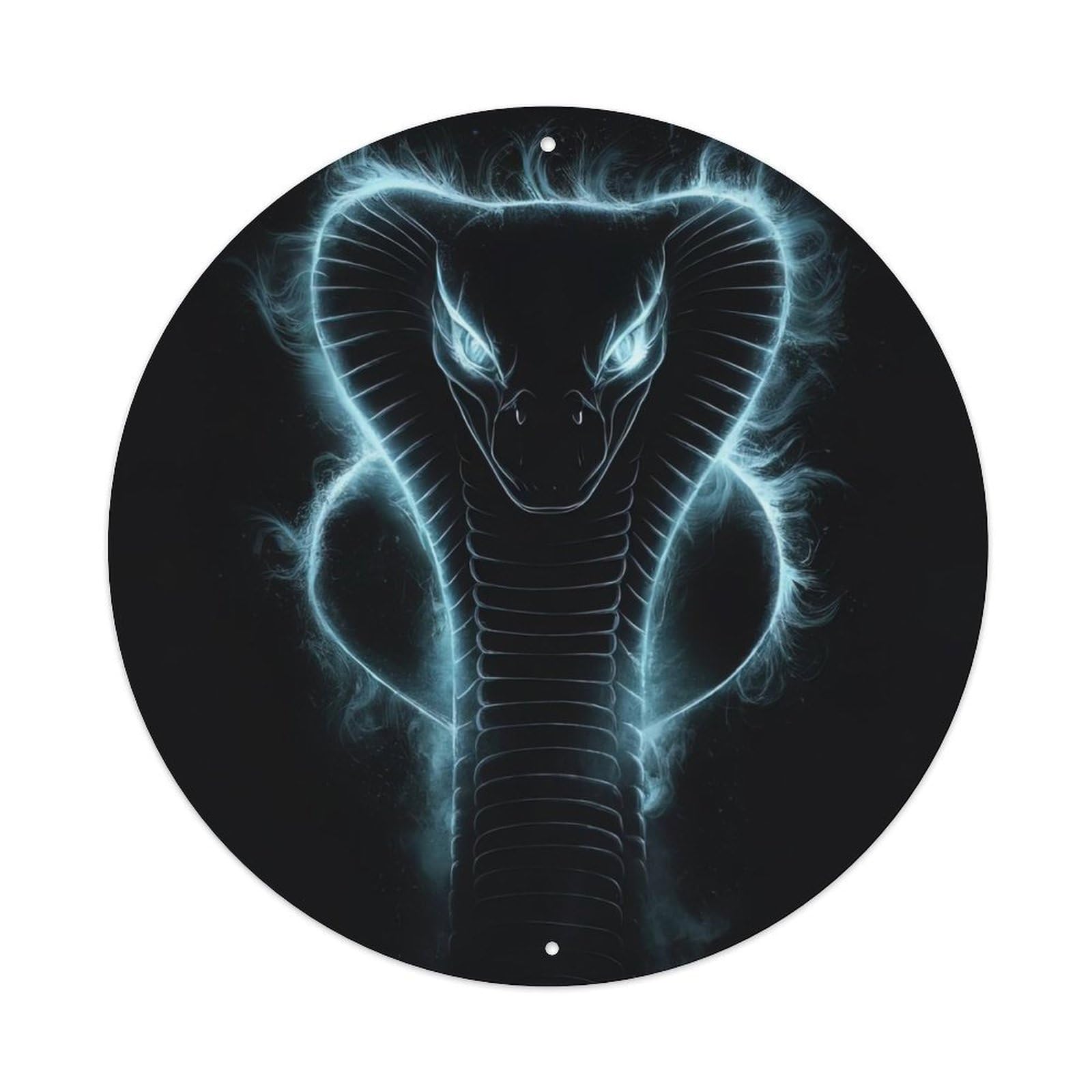 Animal Cobra Neon Glow Sci-Fi Fantasy Serpent Blue Light Vintage Metal Tin Sign Plaque Wall Decor for Cafe, Club Bar, Office, Garden Metal Poster 8x8Inch