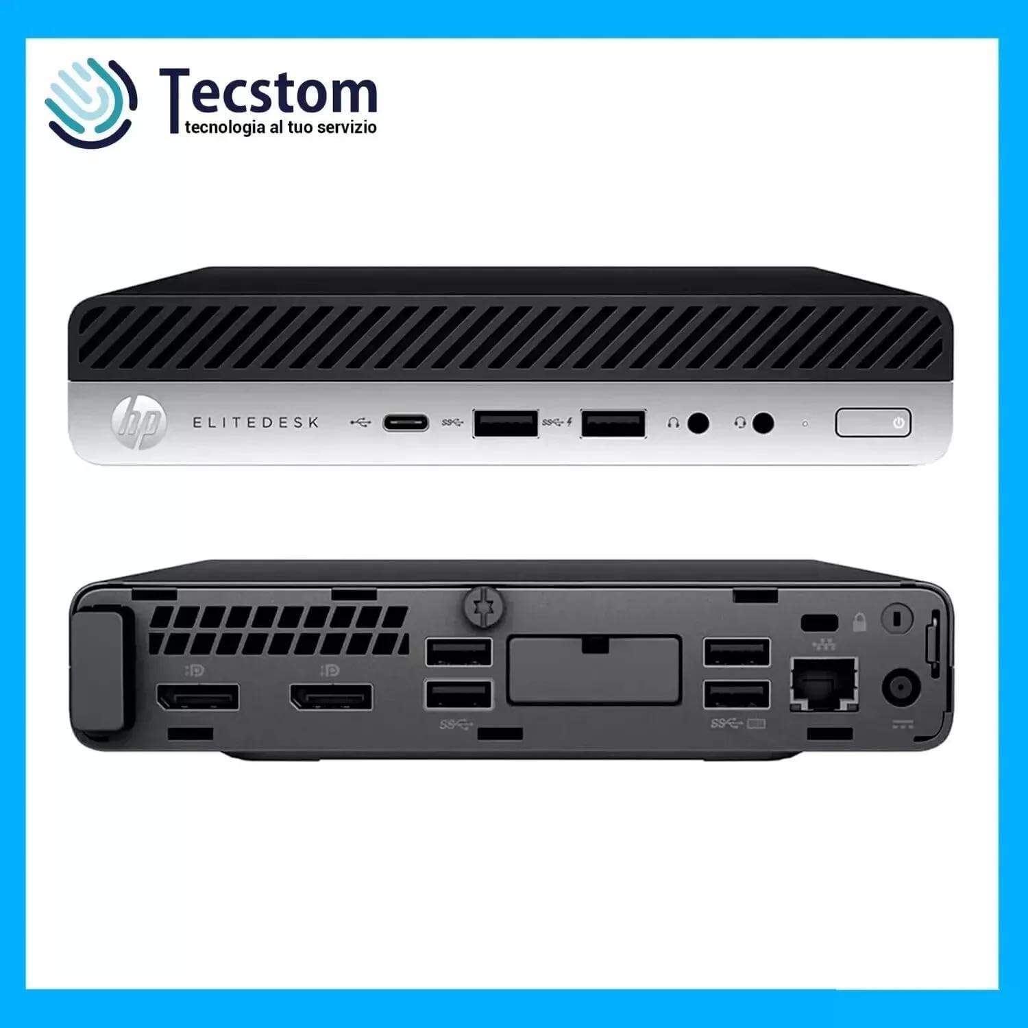 HP EliteDesk 800 G4, Mini Pc Computer Fisso, Intel Core i5-8500T, 8Gb Ram SSD 256Gb, Windows 11 Pro (Ricondizionato)