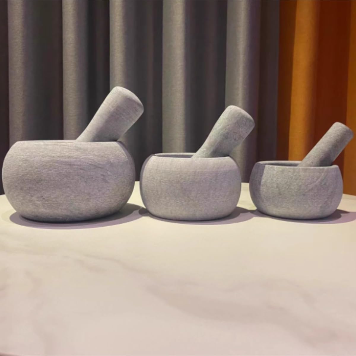 Keramik Knoblauch Ingwer Pestle Set, Steinmörser und Stößel, Knoblauch-Ingwer-Gewürzmühle, Grau, 15 x 8,5 cm