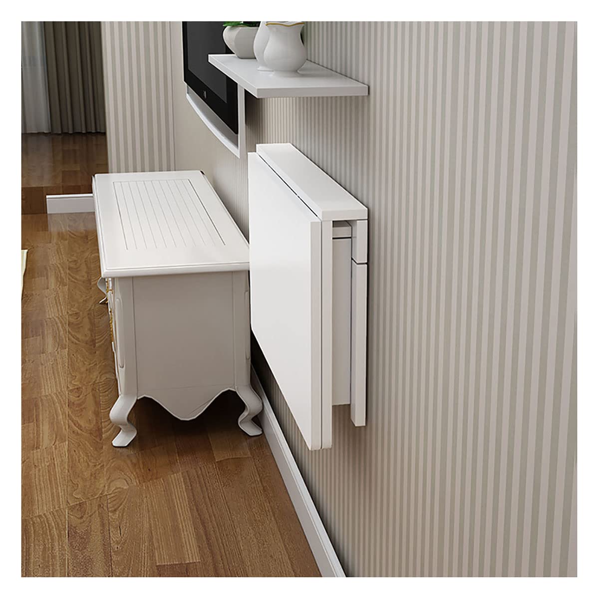 Wandklapptisch Aus Massivholz, 80x50cm Klapptisch Wandtisch, Platzsparender Schwimmender Schreibtisch Küchentisch Kindermöbel Laptoptisch Esstisch