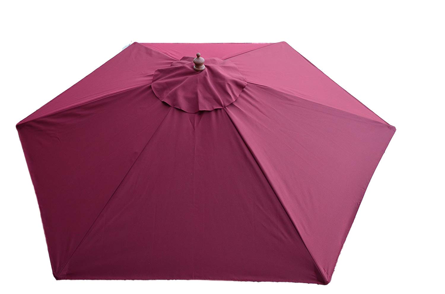 Field & Hawken 2.5m Burgundy - Hexagonal-Round Canopy Parasol | Suggested for 4-6 Persons or Tables up to 1.5m | Wooden Frame | 2 Part Wooden Pole