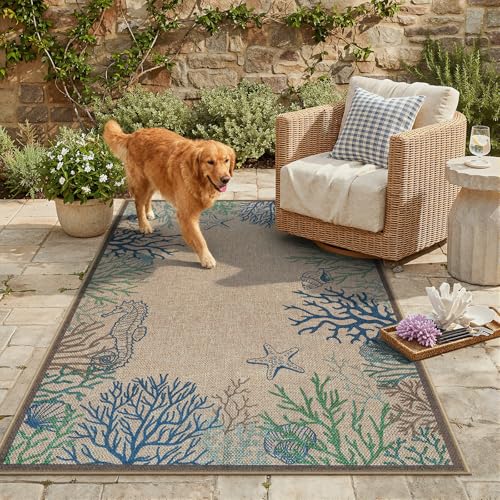 Tapete moderno 3x5 de yute para patio interior y exterior miniatura 3