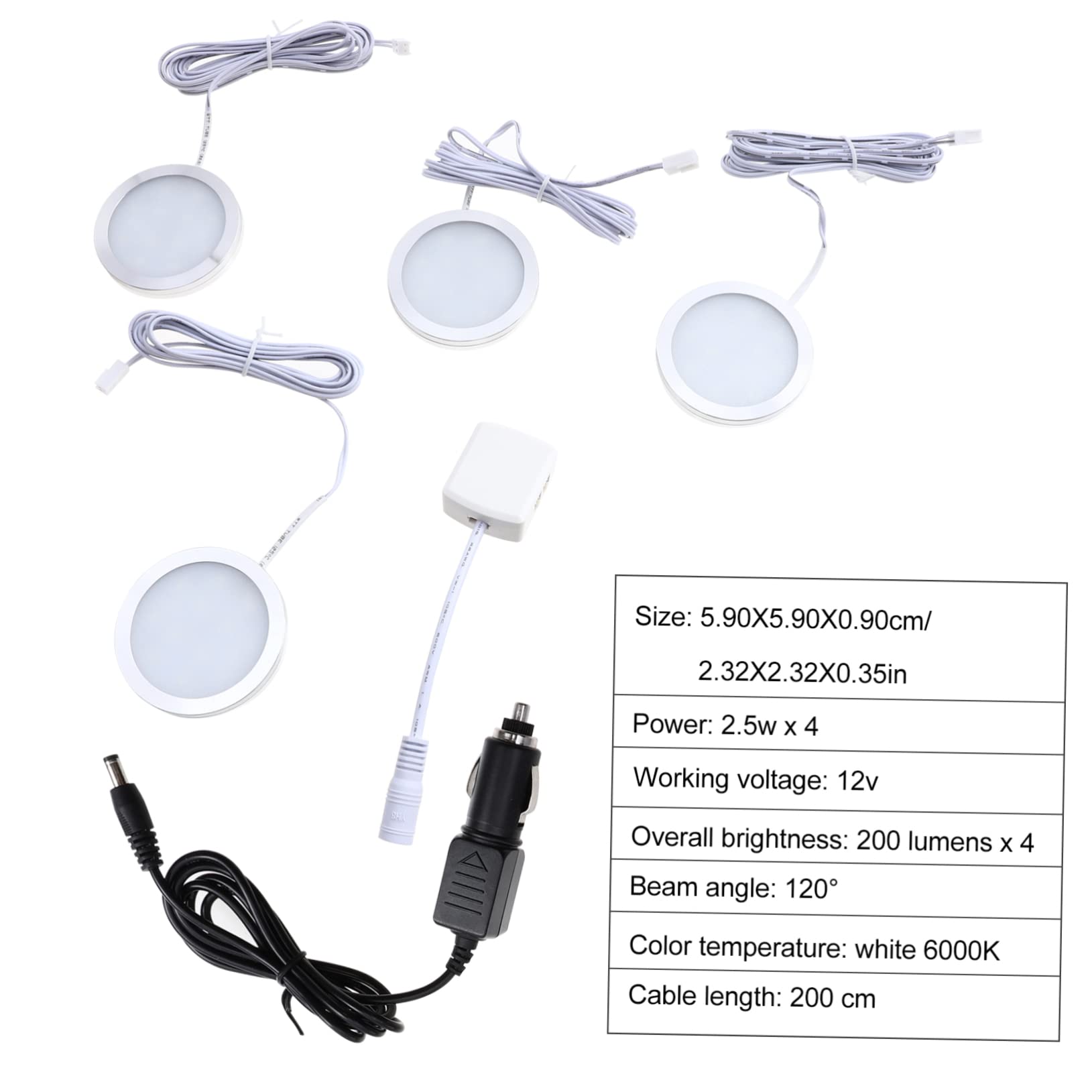 ABOOFAN 4PCS Round LED Down Light Cabinet Lighting for Closets Rvs and Camping Compact and Easy to Install with High Light Transmittance and Aviation Material