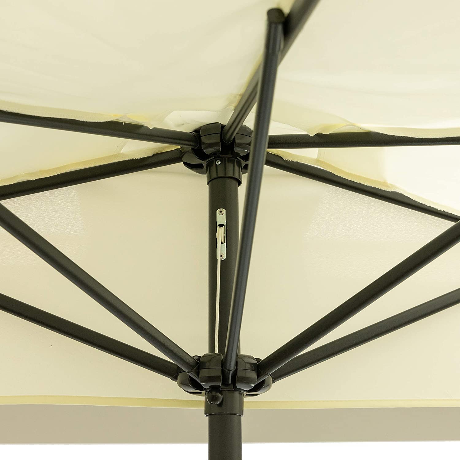 Megashopitalia Parasol ścienny, półksiężyc, okrągły, aluminiowy, do użytku na zewnątrz, do ogrodu, 270 x 135 x 250 cm, beżowy, bardzo duży