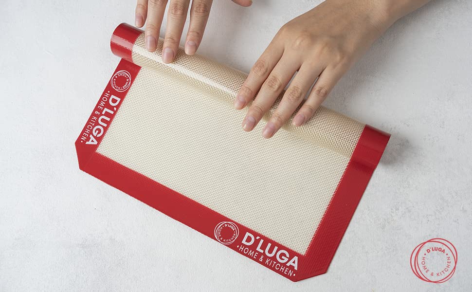 D'Luga Juego de 2 alfombrillas antiadherentes de silicona para hornear