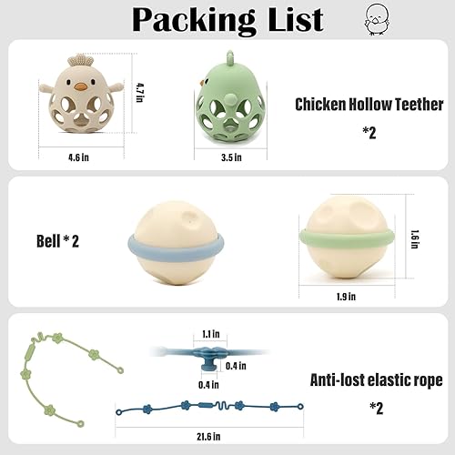 Miniatura 2 de Juguete de dentición para bebés, juguetes de dentición de pollo huecos de silicona, juguetes suaves para masticar para necesidades de succión, las