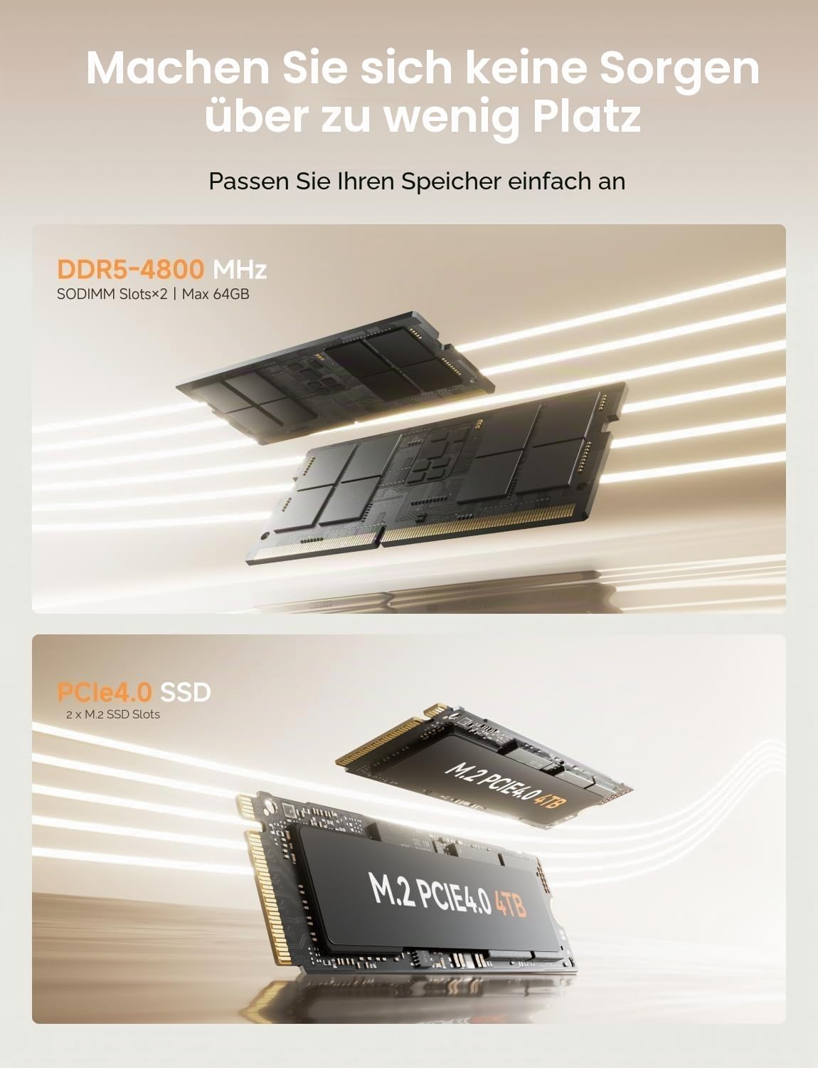 MINIS FORUM UM760 Slim Mini-PC, AMD Ryzen 5 7640HS (6 Kerne / 12 Threads, bis zu 5,0 GHz), 32 GB DDR5, 1 TB PCIe 4.0 SSD, DP/HDMI 2.1 / USB 4, Wi-Fi 6E / Bluetooth 5.2