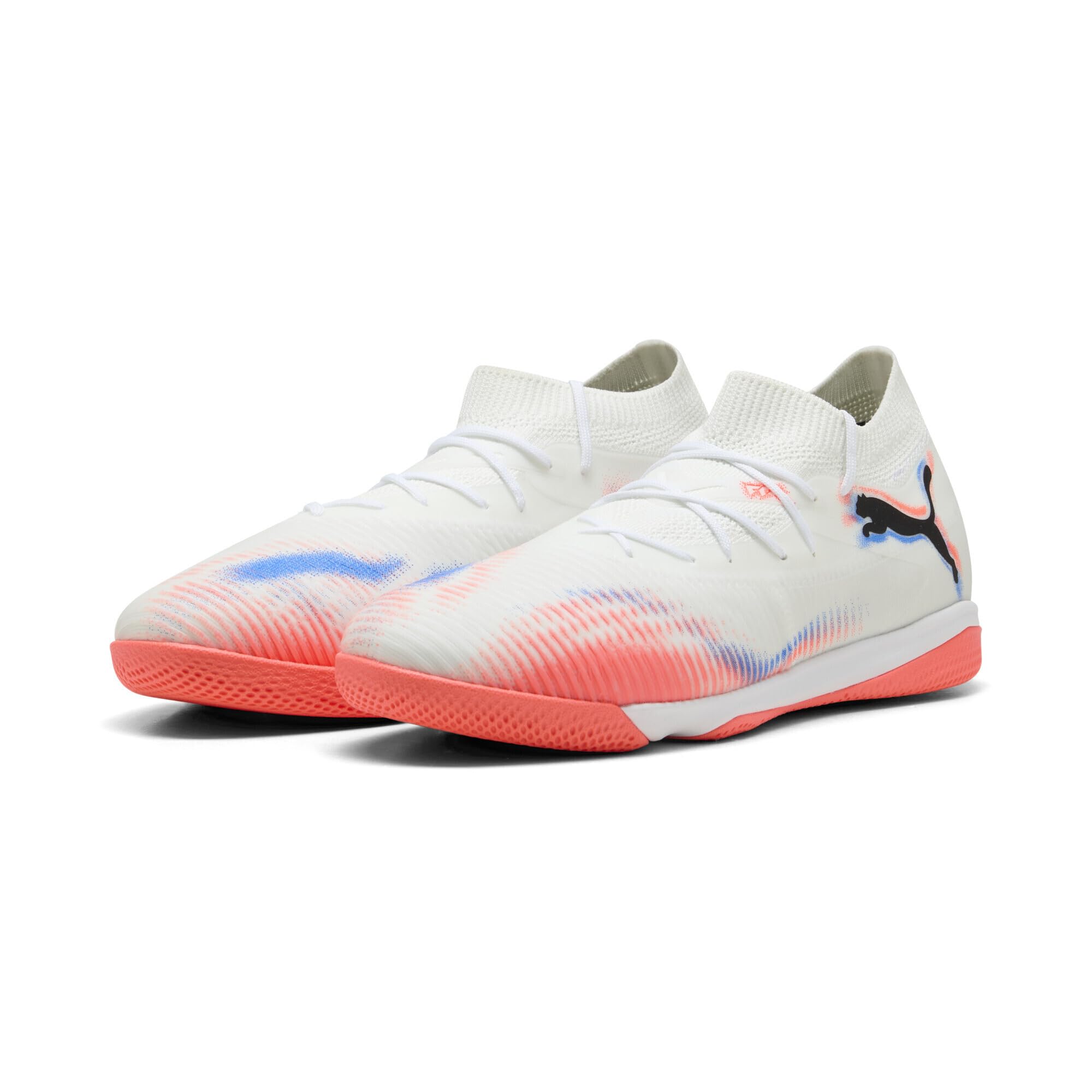 PUMA Unisex Future 8 Match It Soccer Shoe, Puma White Puma Black Glowing Red, 6.5 UK