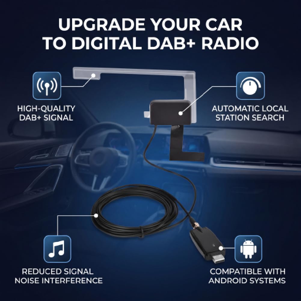Odbiornik DAB +, cyfrowy tuner radiowy ASHATA USB 2.0 Tuner antenowy DAB + box, przenośny odbiornik DAB + z anteną SMA do cyfrowej transmisji audio/radia samochodowego