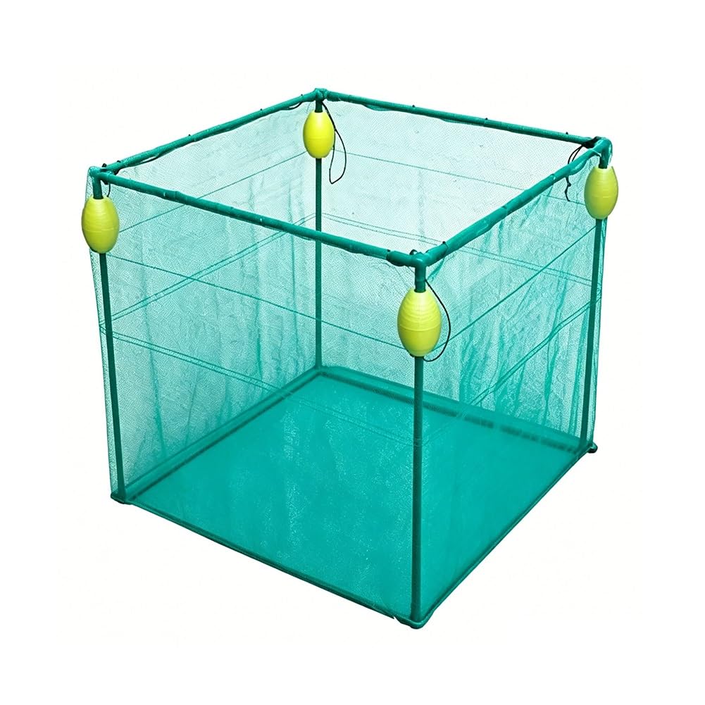 GZHERVICES Spezialisierter Käfig Für Die Teichaquakultur, Mit Einer Konstruktion Aus Nylonnetz Und Kunststoffbeschichteten Stahlrahmen Sowie Ausgestattet Mit PVC-Schwimmkörpern(3mm-a,153x94x94cm)