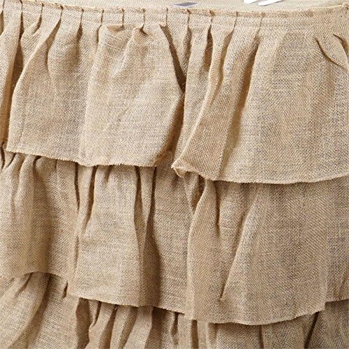 17 feet x 29-Inch Natural Brown 3 Tiers Ruffled Burlap Table Skirt Linens Wedding Party Event Decorations Kitchen Dining