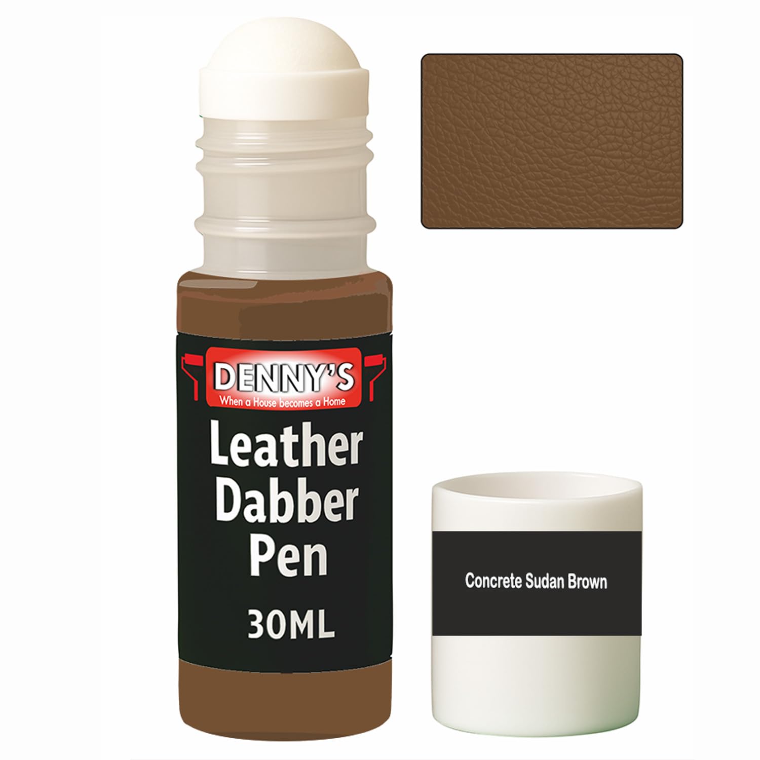 Leather Colour Restorer Recolouring Balm Repair Treatment for Faded & Worn Absorbent Leather Shoes, Boots, Jackets (66 Concrete Sudan Brown, Dabber Pen 30ml)