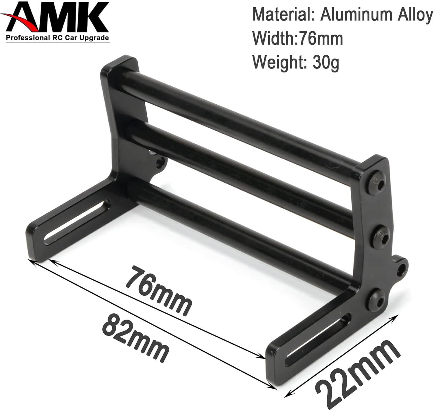 RC Front Bumper, Aluminum Alloy Front Bumper, RC Car Metal Front Bumper for 1/10 RC Car Crawler Chassis Gspeed LCG TRX4 SCX10 Dodge Power Wagon Cliffhanger Body Shell Accessory Parts (Black)