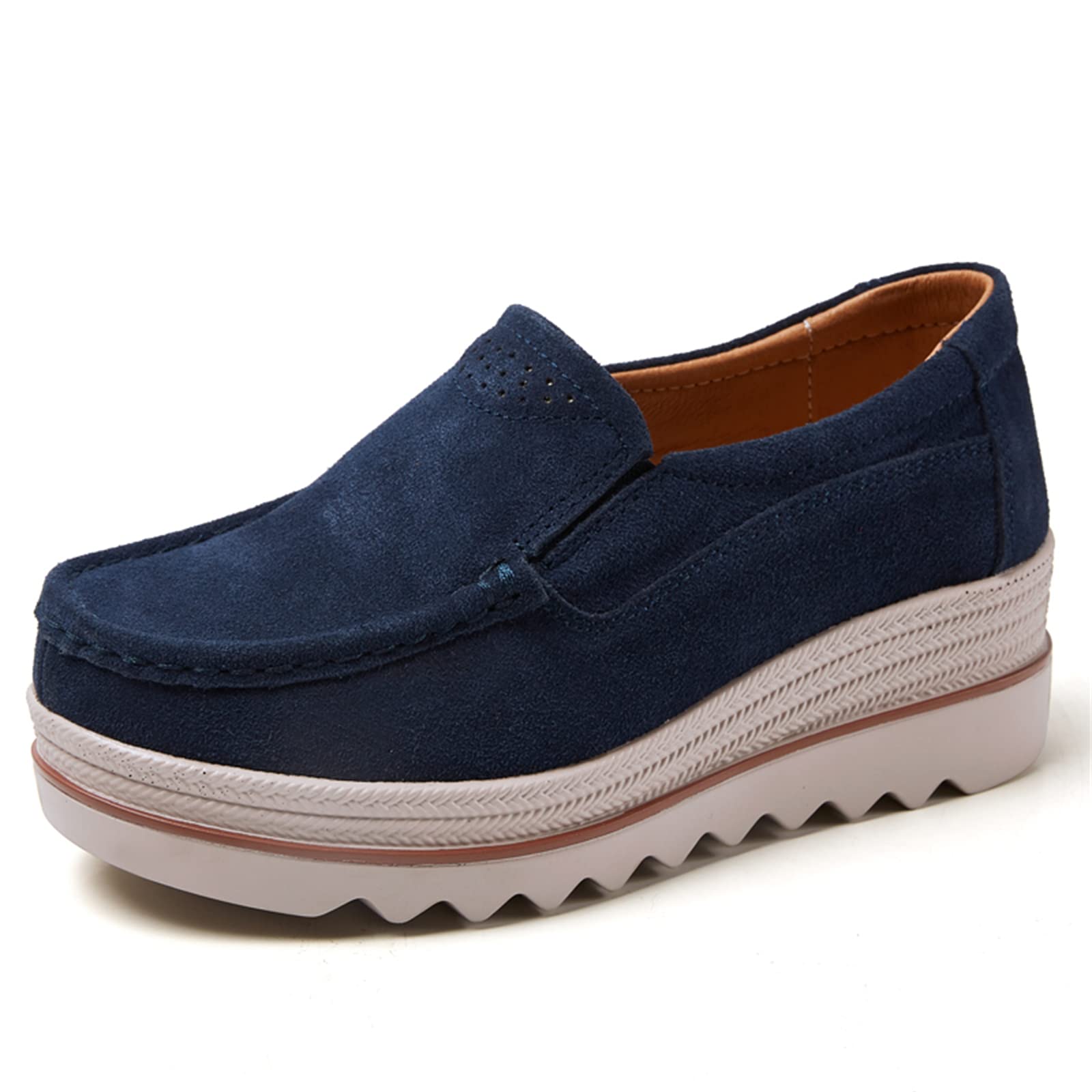 veroders Women's Suede Platform Loafers Slip-On Comfortable Penny Wedge Loafers Thick Soft Walking Shoes for Dressy Casual Work-picture-28