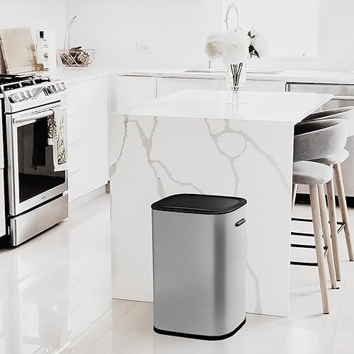 Miniatura 7 de Basurero de cocina de 55 litros14.5 galones, bote de basura automático con sensor de movimiento y sin tacto, diseño silencioso antihuellas, adecuado