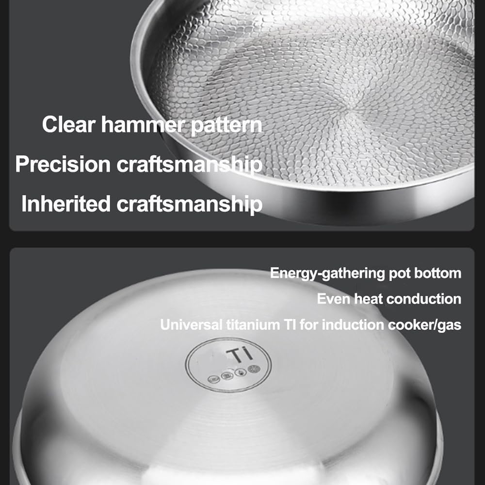 Titanium Frying Pan With Lid – 2026 Ultra-Durable Titanium Pan Hammered Pattern,New Upgraded Pot For Cooking,Compatible With All Cooktops (10in)