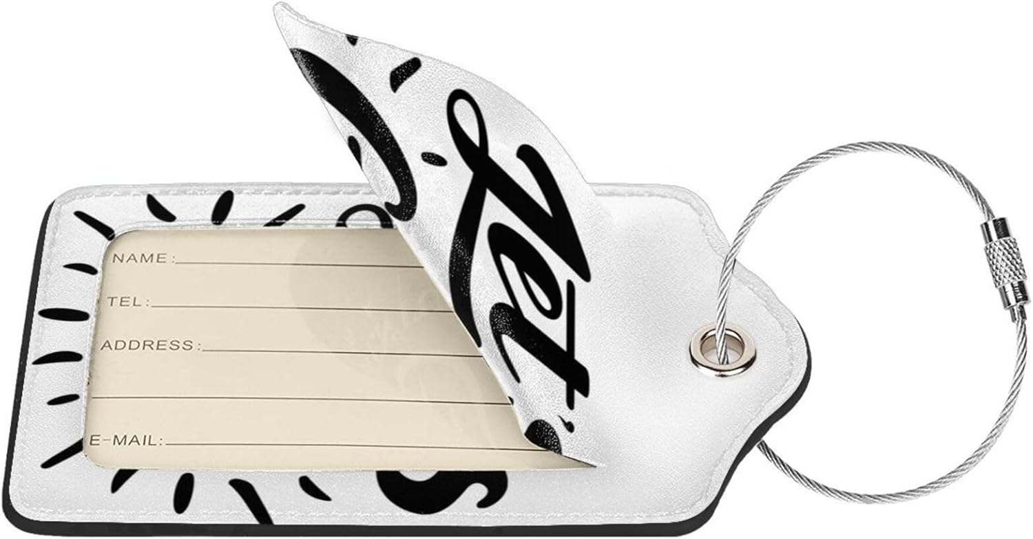 2 Pcs Let's go Luggage Tags for Suitcase, Unique Gifts for Privacy Cover ID Label with Stainless Steel Loop and Address Card, Women Men Kids Travel