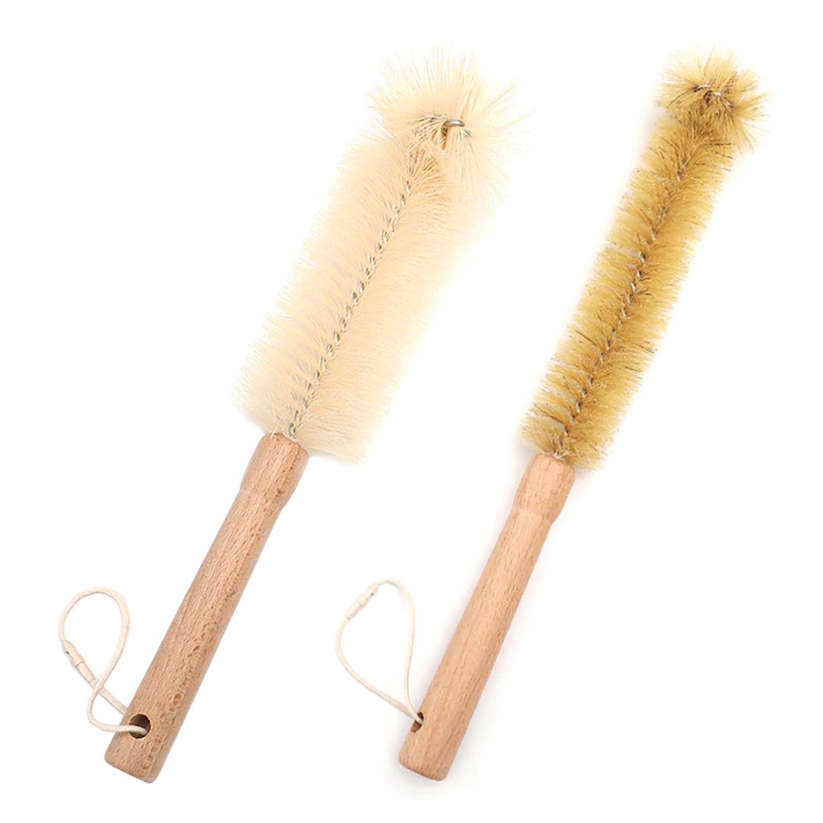 UPTALY 1 pcs 31cm/12'' Nylon Bottle Brush, 1 pcs 32cm/13'' Bristle Kitchen Brush, Beech Wood Handle, Slim Cleaning Brush, for Water Jag, Cup, Jar, Tumbler, Narrow Glass