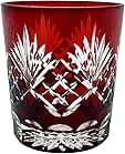 Ruby Red Fancy Hand Cutting Wine Glass, 10 Oz Handmade Old Fashioned Glass