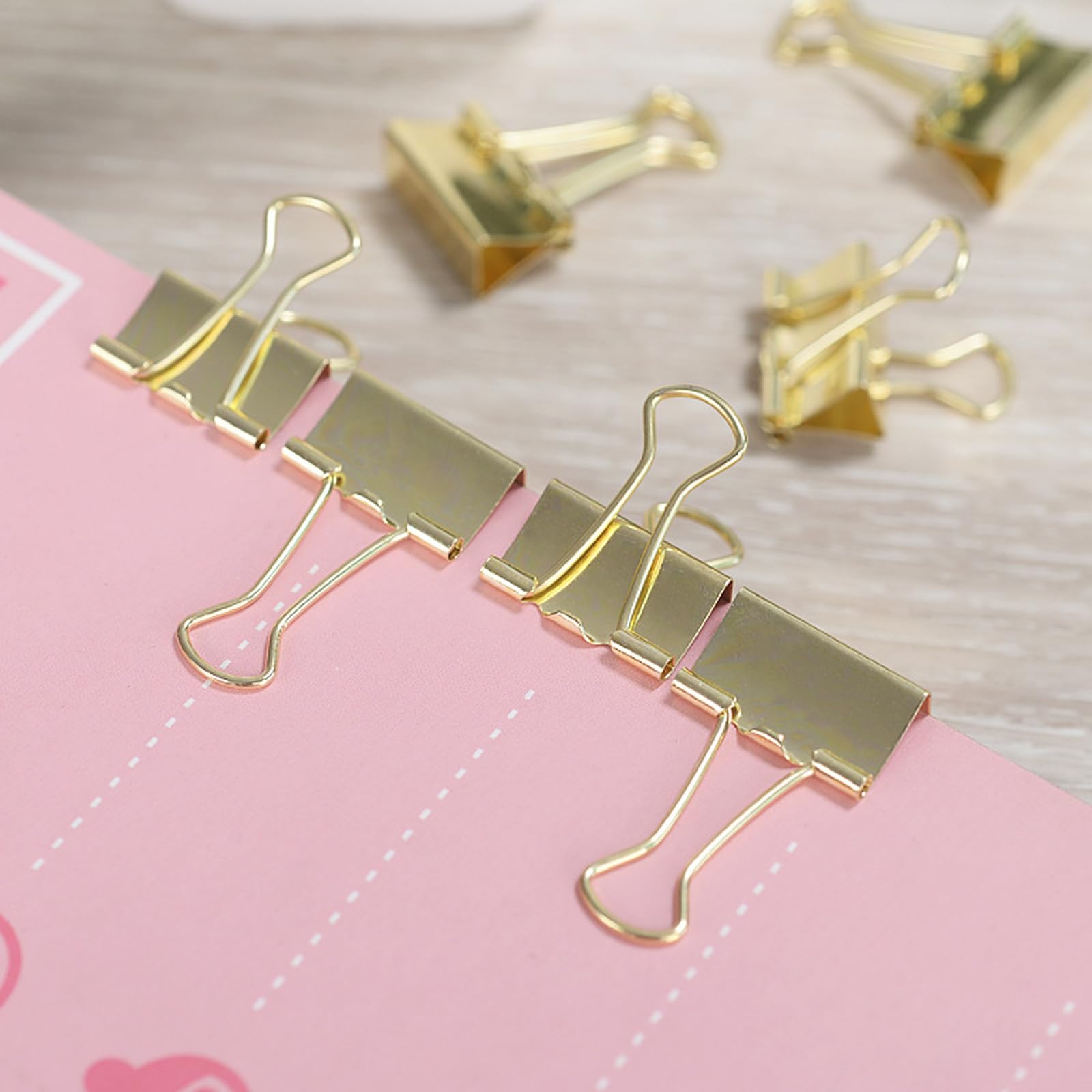 Durdiiy 30Pcs Binder Clips 25mm Gold Metal Foldback Clips File Document Money Papper Bulldog Clips Stationary Clamps for Office School Home Kitchen Shops Supplies