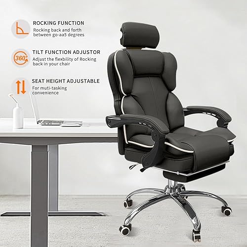 Miniatura 6 de XUEGW Silla de oficina ejecutiva, cojín ergonómico de respaldo alto, soporte lumbar, sillas de computadora con reposapiés y soporte lumbar, silla
