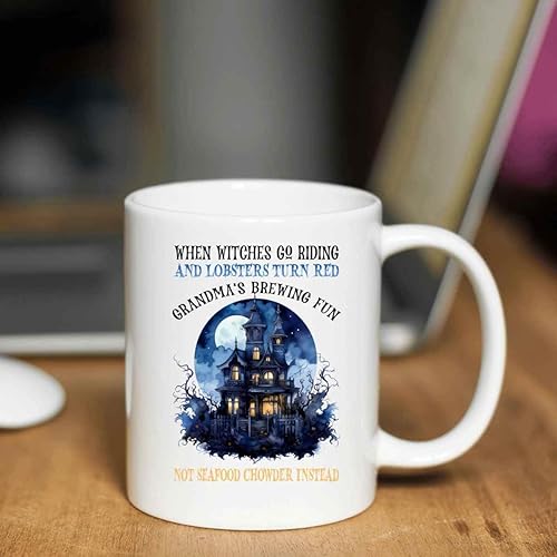 Miniatura 2 de Novelty Gift Coffee Mug Novelty Gift Spooky & Fun Gifts For Grandma's & Granddaughter On Halloween - When Witches Go Riding And Lobsters Turn Red