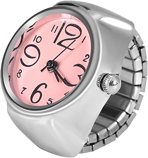 Anel de relógio de dedo anel de relógio redondo relógio anel de quartzo relógio masculino para diferentes ocasiões [Rosa]