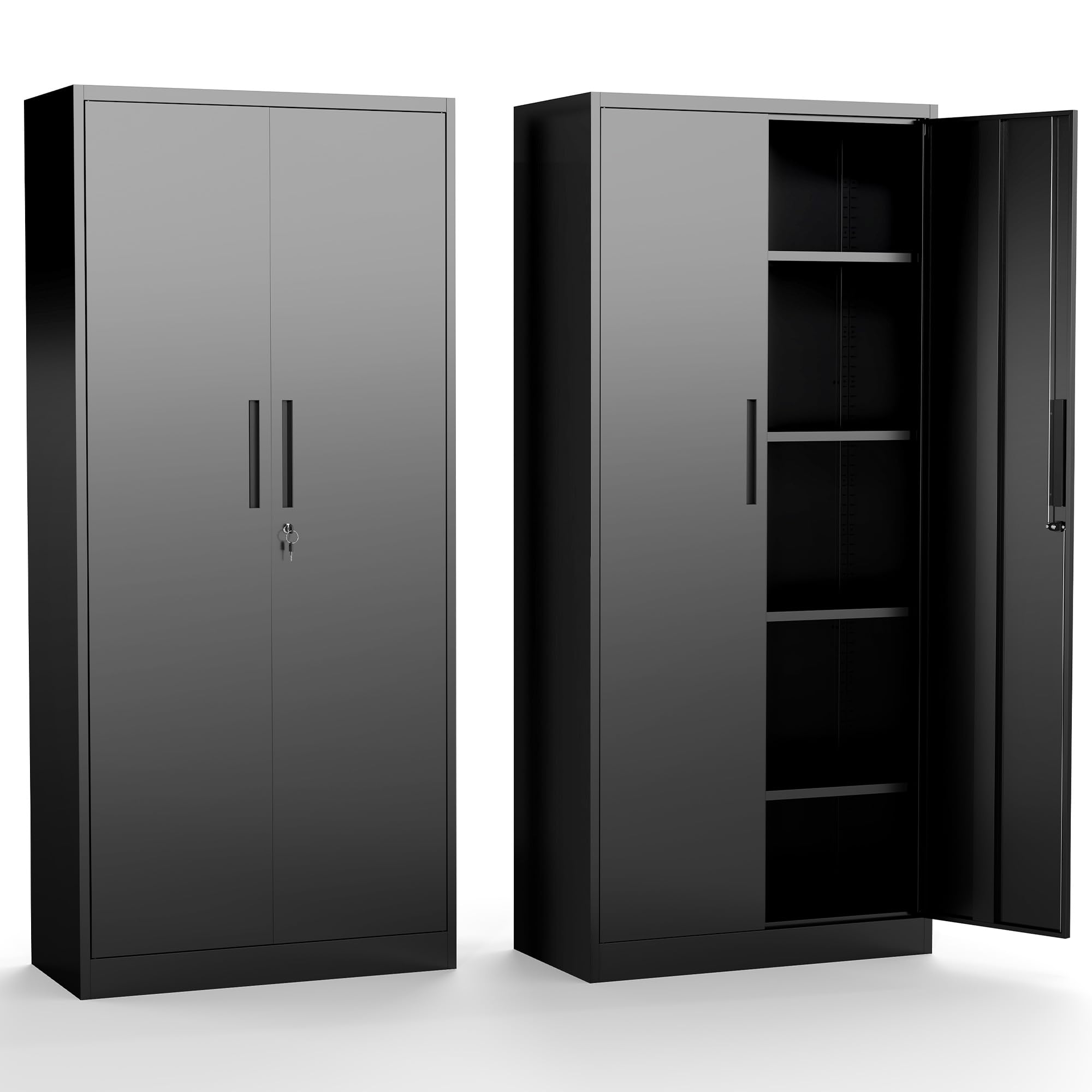 FLIXELIO Metal Storage Cabinet with Doors and Adjustable Shelves, 71" Steel Garage Storage Cabinets with lock, Locking Tool Cabinet Utility Cabinets