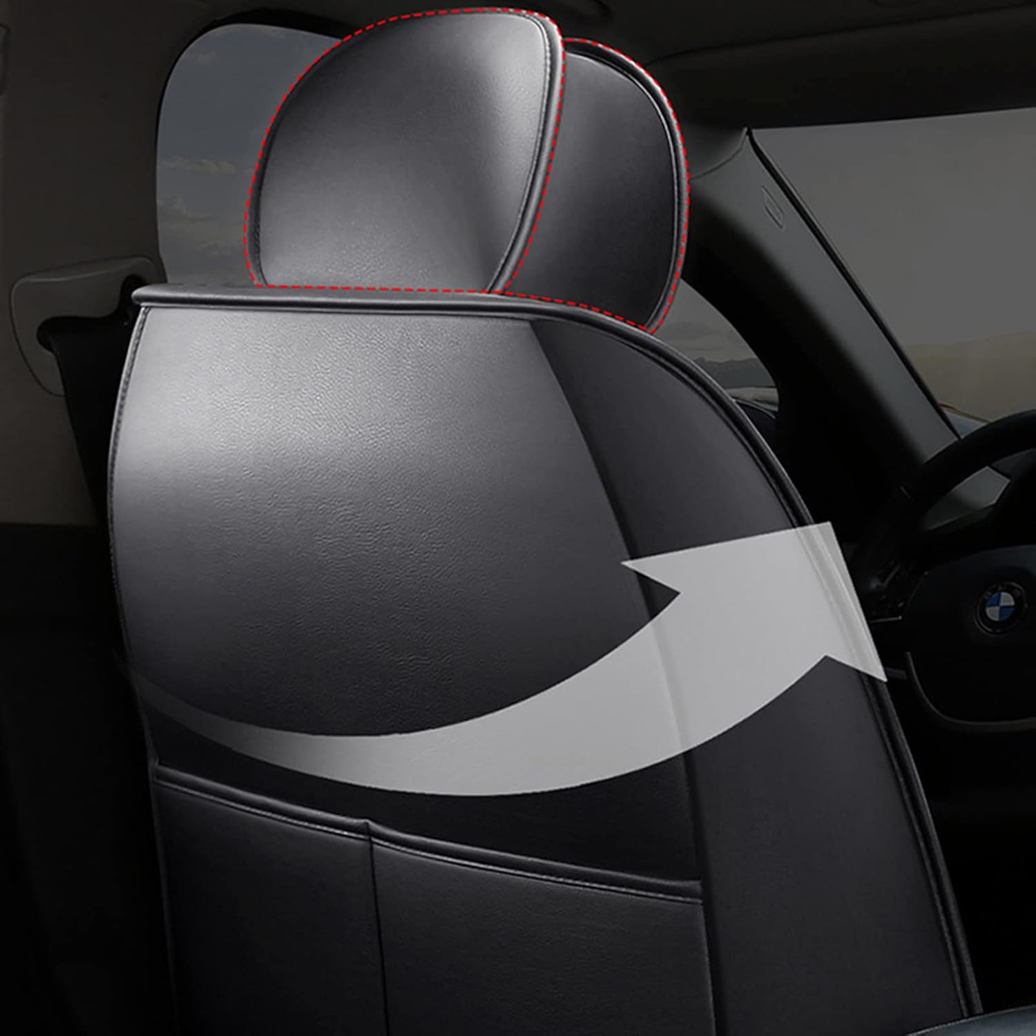 Luxury Car Seat Covers Universal Fit 5 Seats Car Surrounded Waterproof Leather Car Seat Covers Adjustable Removable Auto Seat Cushions,A (D)