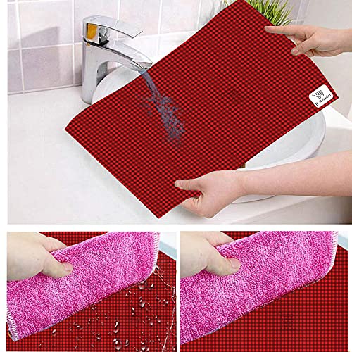 Image of PVC Waterproof 3-Layered Fridge Top Cover /Refrigerator Cover with Utility Pockets and Set of 4 Pc Fridge Mats (Colour -Red, Size-39x21 Inches)